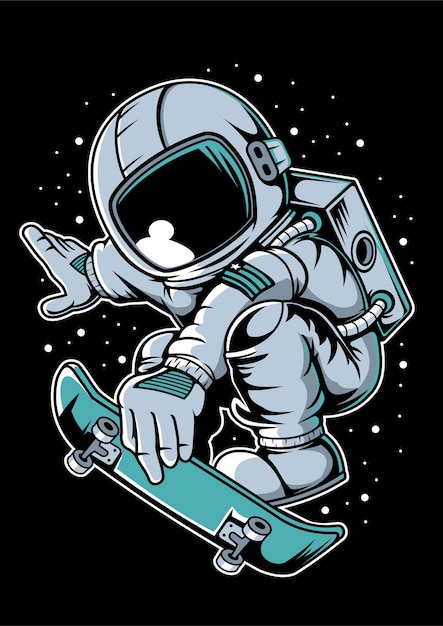 Astronaut skateboard jump