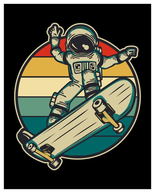 Astronaut skateboard T-shirt