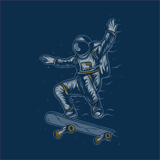 Astronaut skateboarden vectorillustratie