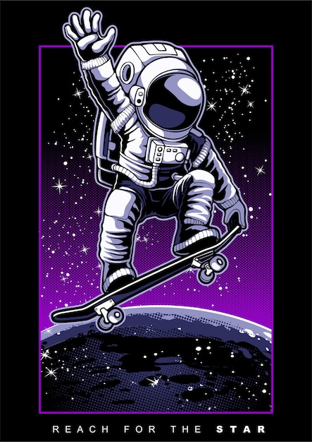 Astronaut skateboarden