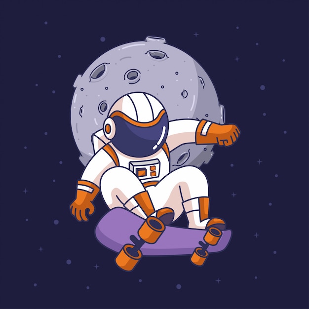 Astronaut skater in de ruimte