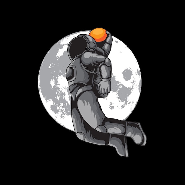 Astronaut Slamdunk in Space Illustration