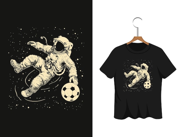 宇宙飛行士サッカー t シャツのデザインテンプレート