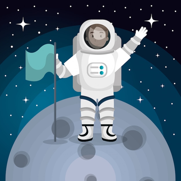 astronaut in the solar system design 