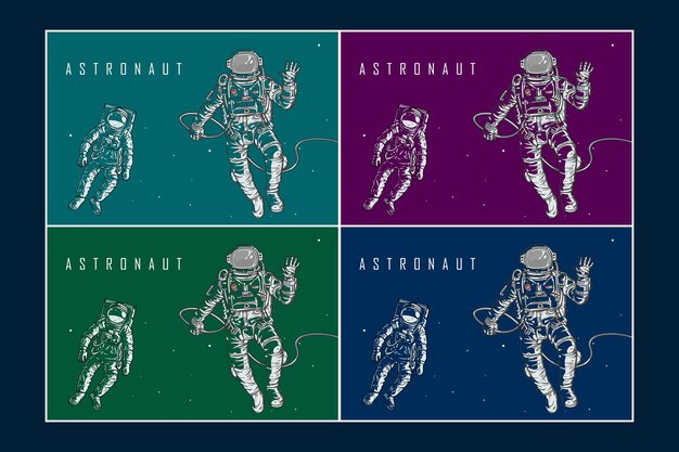 宇宙のカラフルなポスターの宇宙飛行士