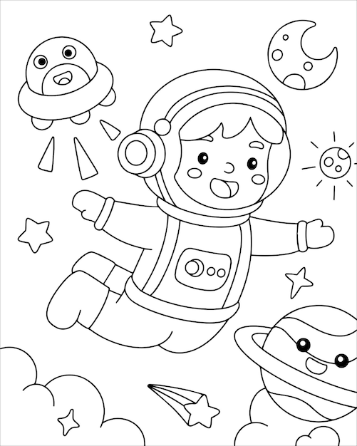 우주 에 있는 우주 비행사 그림 을 칠색