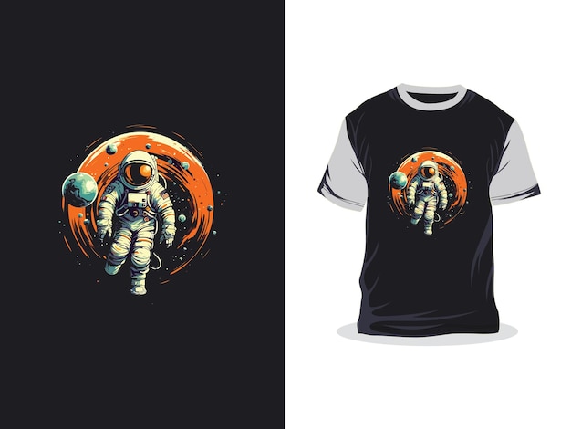 astronaut in space creative artwork fashionable vector print tshirt design