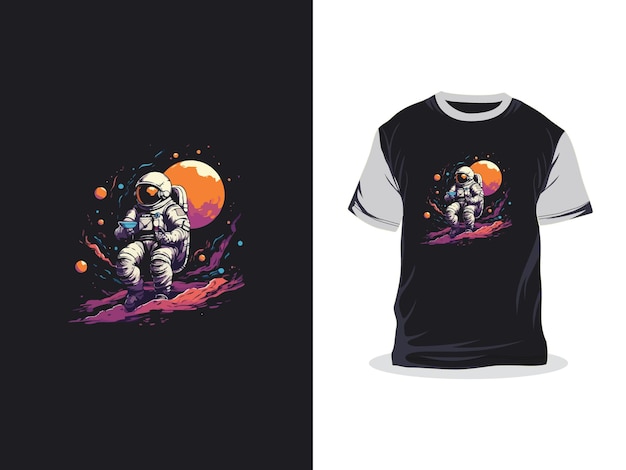 astronaut in space creative artwork vector print tshirt design