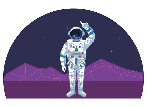 Vector astronaut in space exploration cartoons