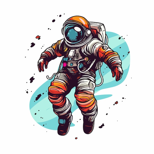 Clipart di illustrazione dell'astronauta e dello spazio astronauta carino isolato sullo sfondo