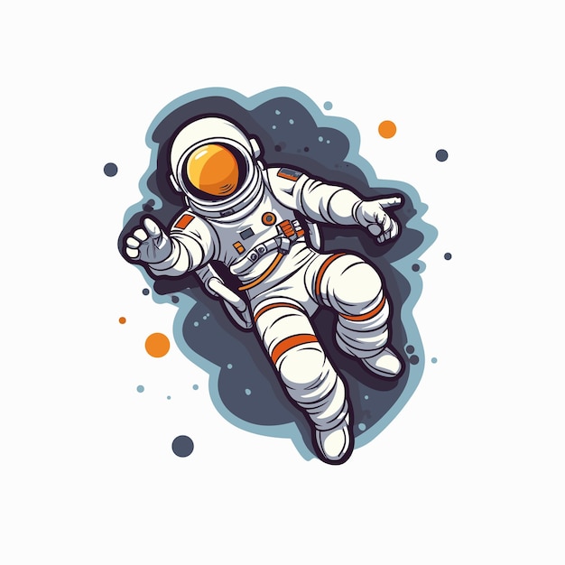 Clipart di illustrazione dell'astronauta e dello spazio astronauta carino isolato sullo sfondo