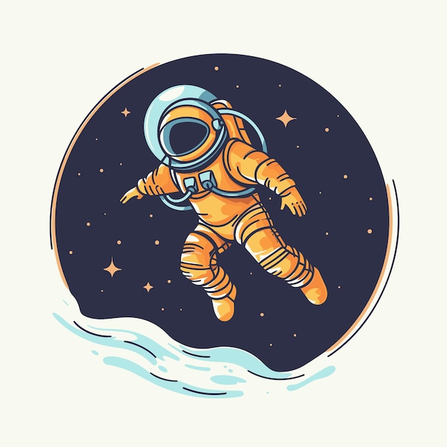 Clipart di illustrazione dell'astronauta e dello spazio astronauta carino isolato sullo sfondo