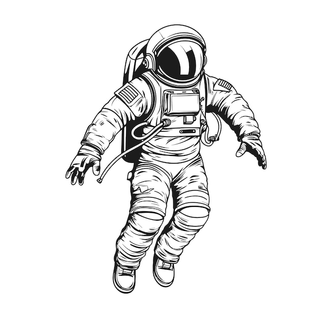 Clipart di illustrazione dell'astronauta e dello spazio astronauta carino isolato sullo sfondo