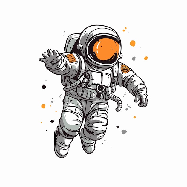 Clipart di illustrazione dell'astronauta e dello spazio astronauta carino isolato sullo sfondo