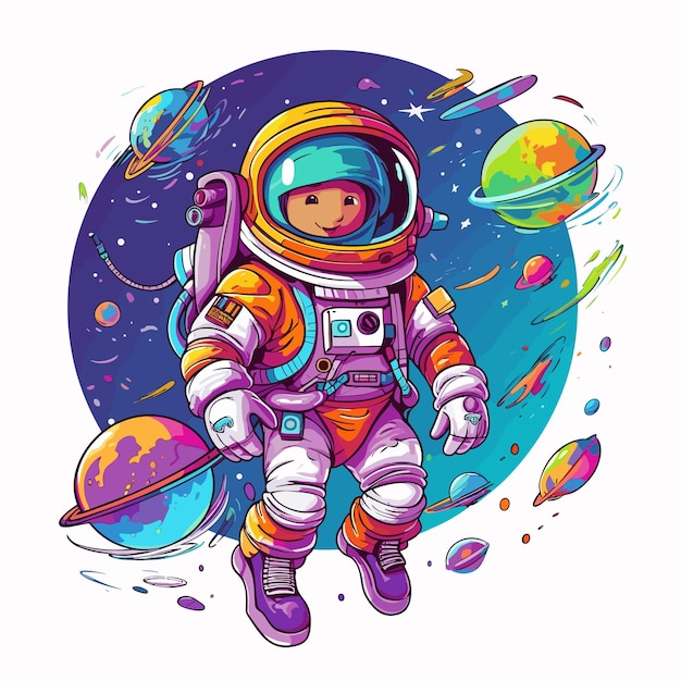 astronaut and space illustration clipart Cute astronaut isolated on background