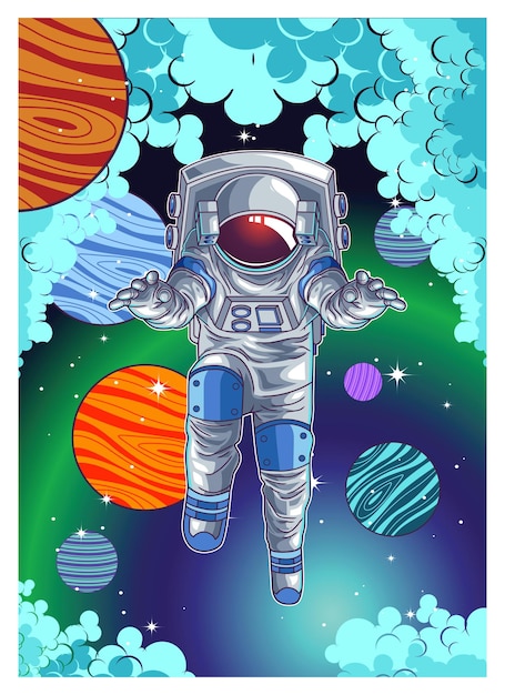 Vector astronaut in space illustration