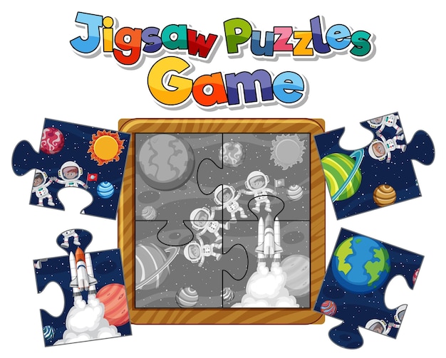 Astronaut in space photo puzzle game template