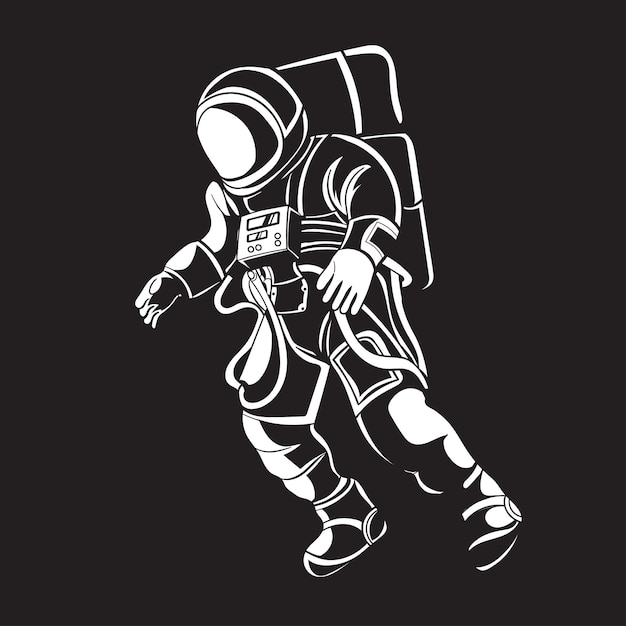 Vector astronaut on space sketch outline vector