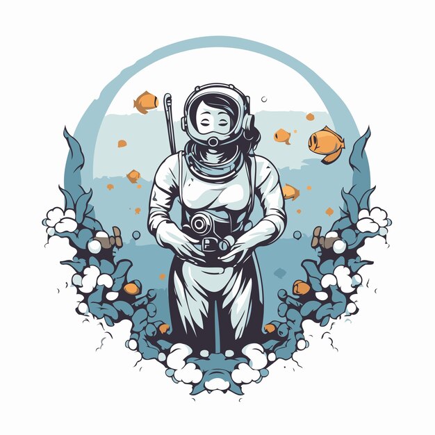 Astronaut in space suit and helmet vector illustration of astronaut