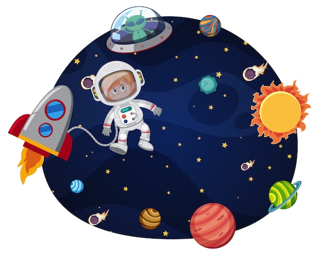 Vector astronaut in space template