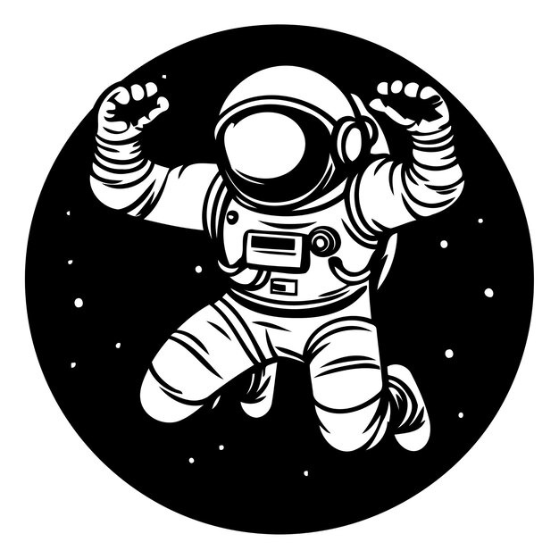 Astronauta nello spazio illustrazione vettoriale in stile cartone animato su sfondo bianco