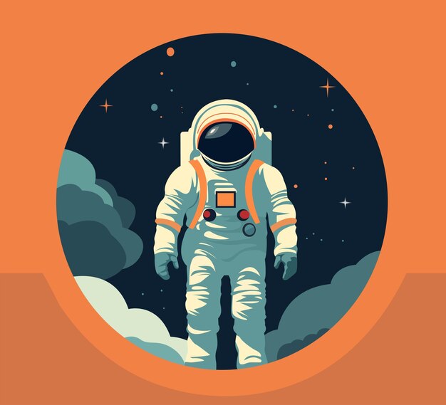 astronaut in space Vector illustration manually created