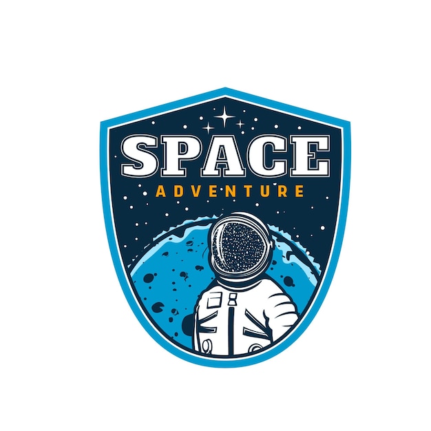 Astronaut in space vintage icon or badge