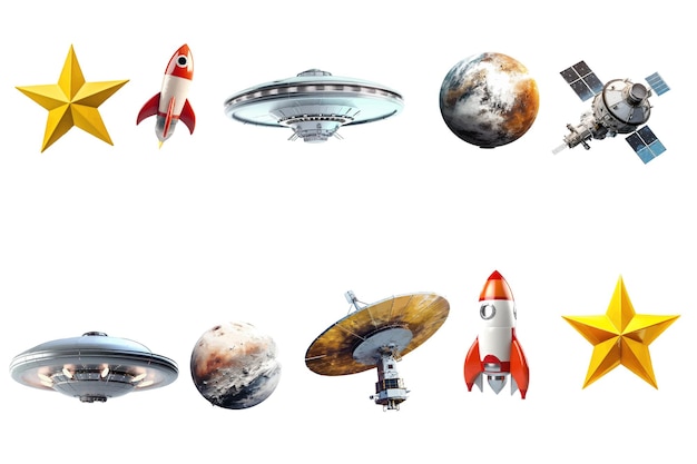 Vector astronaut and space watercolor set isolated flat vector illustration