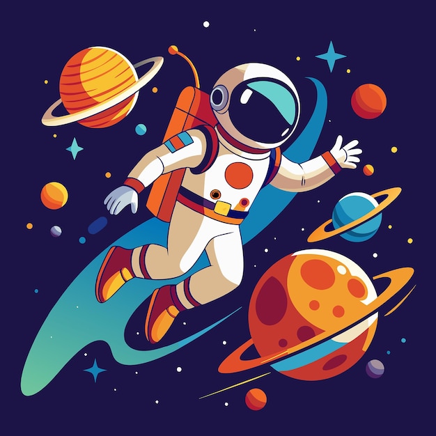 宇宙飛行士と惑星の背後 驚くべき宇宙探査ベクトル