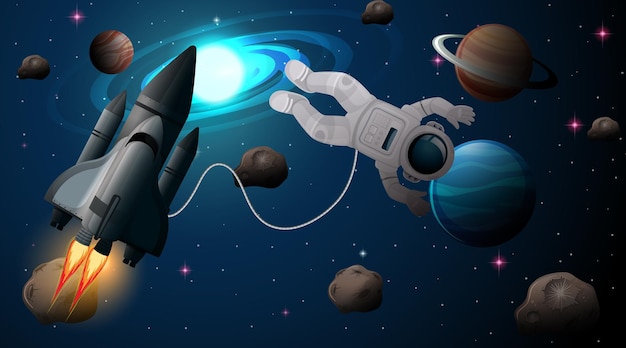 宇宙飛行士と宇宙船の宇宙シーン