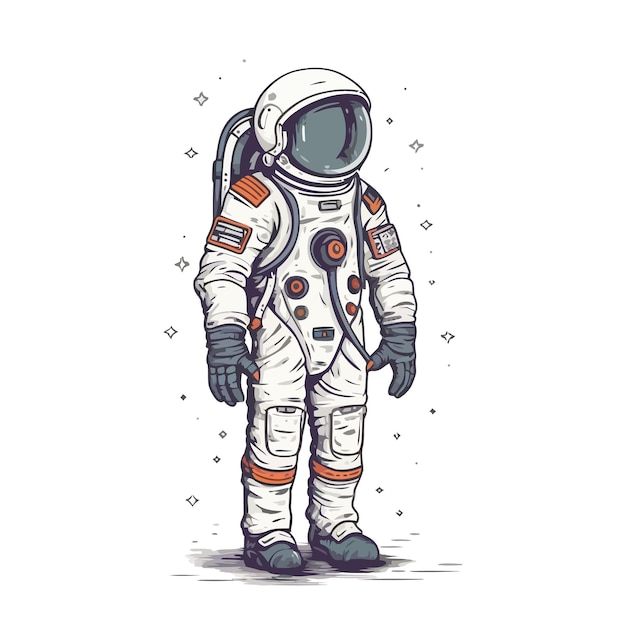 Astronaut in spacesuit fling Cute drawing astronaut Vector illustration