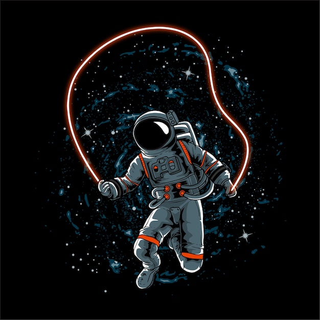 Astronaut speelt het touw