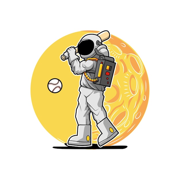 Astronaut spelen honkbal vector illustratie ontwerp