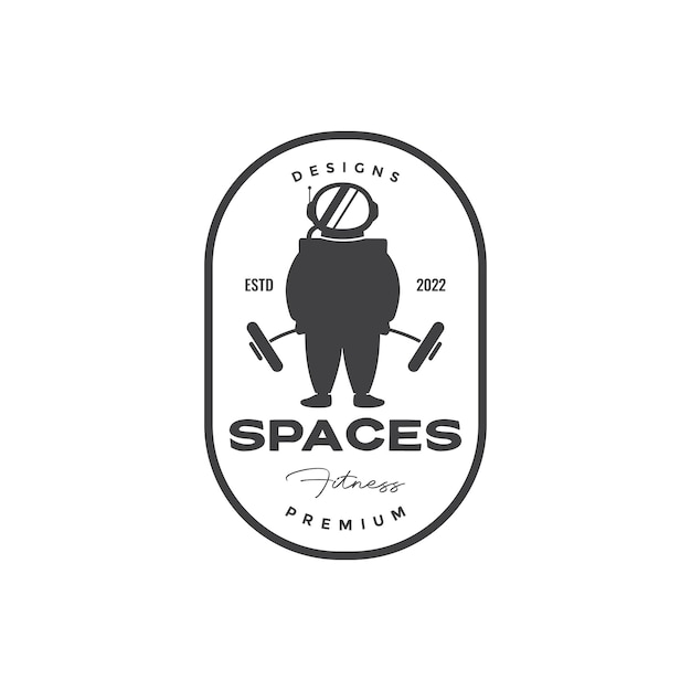 Astronaut sportschool logo ontwerp vector grafisch symbool pictogram illustratie creatief idee