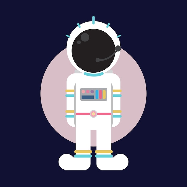 Astronaut stands on space concept in flat style