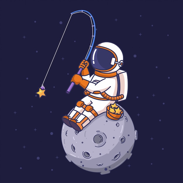 Astronaut star fishing in space