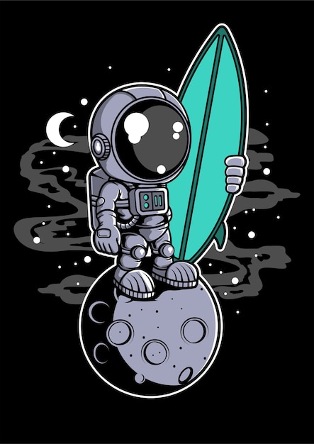 Astronaut Surfer Cartoon Character