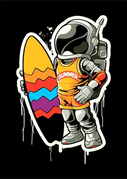 Vector astronaut surfing