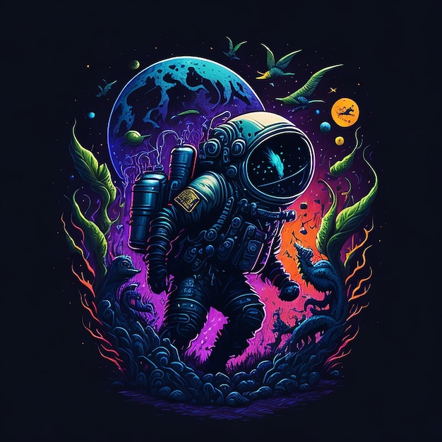 Vector astronaut tshirt design space tshirt template