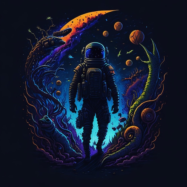 Vector astronaut tshirt design space tshirt template