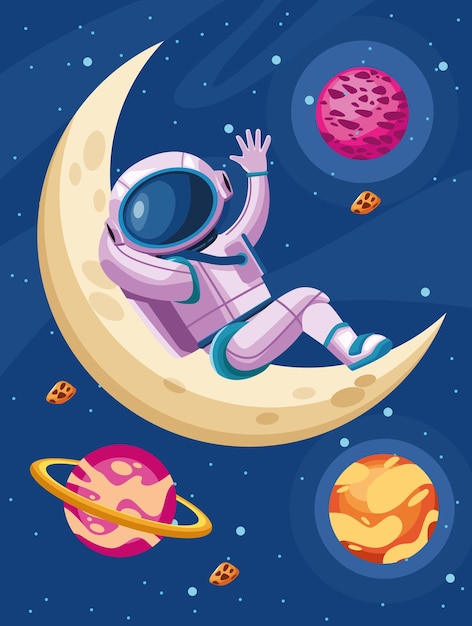 Astronaut in universe illustration