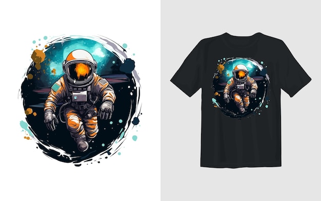 Illustrazione del cartone animato vettoriale astronauta design t-shirt astronauta