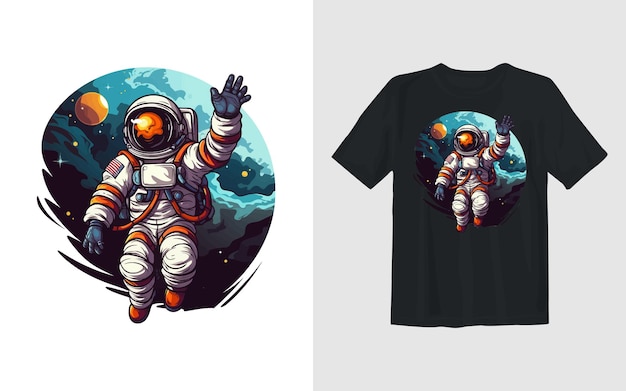 Astronaut vector cartoon illustration astronaut t shirt design