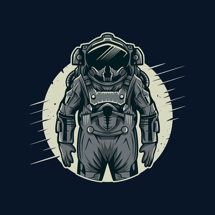 Vector astronaut vector illustration with moon 