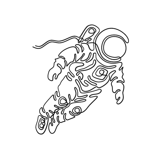 Premium Vector | Astronaut vector in one line continuous drawing