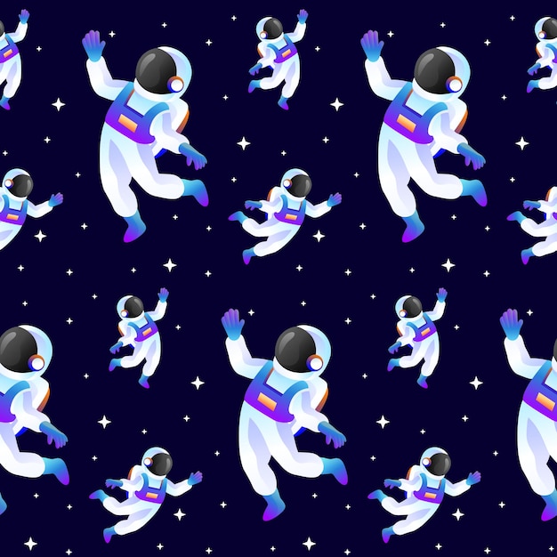 Astronaut Vector Seamless Pattern