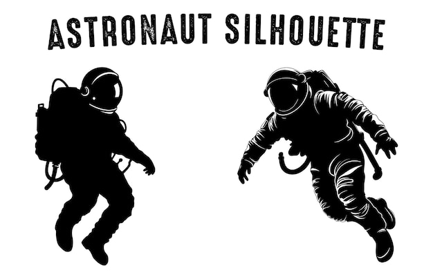 Astronaut vector silhouet bundel geïsoleerd op witte achtergrond Set astronaut silhouetten in var