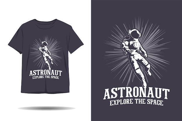 Astronaut verken het t-shirtontwerp van het ruimtesilhouet