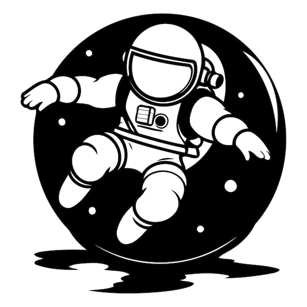 Astronaut vliegt in de ruimte Vector illustratie Cartoon stijl