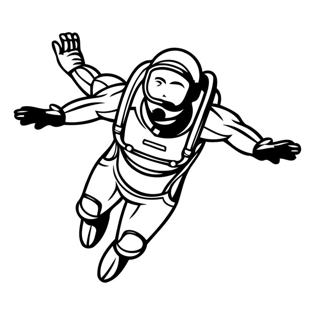 Vector astronaut vliegt in de ruimte vector illustratie in cartoon stijl